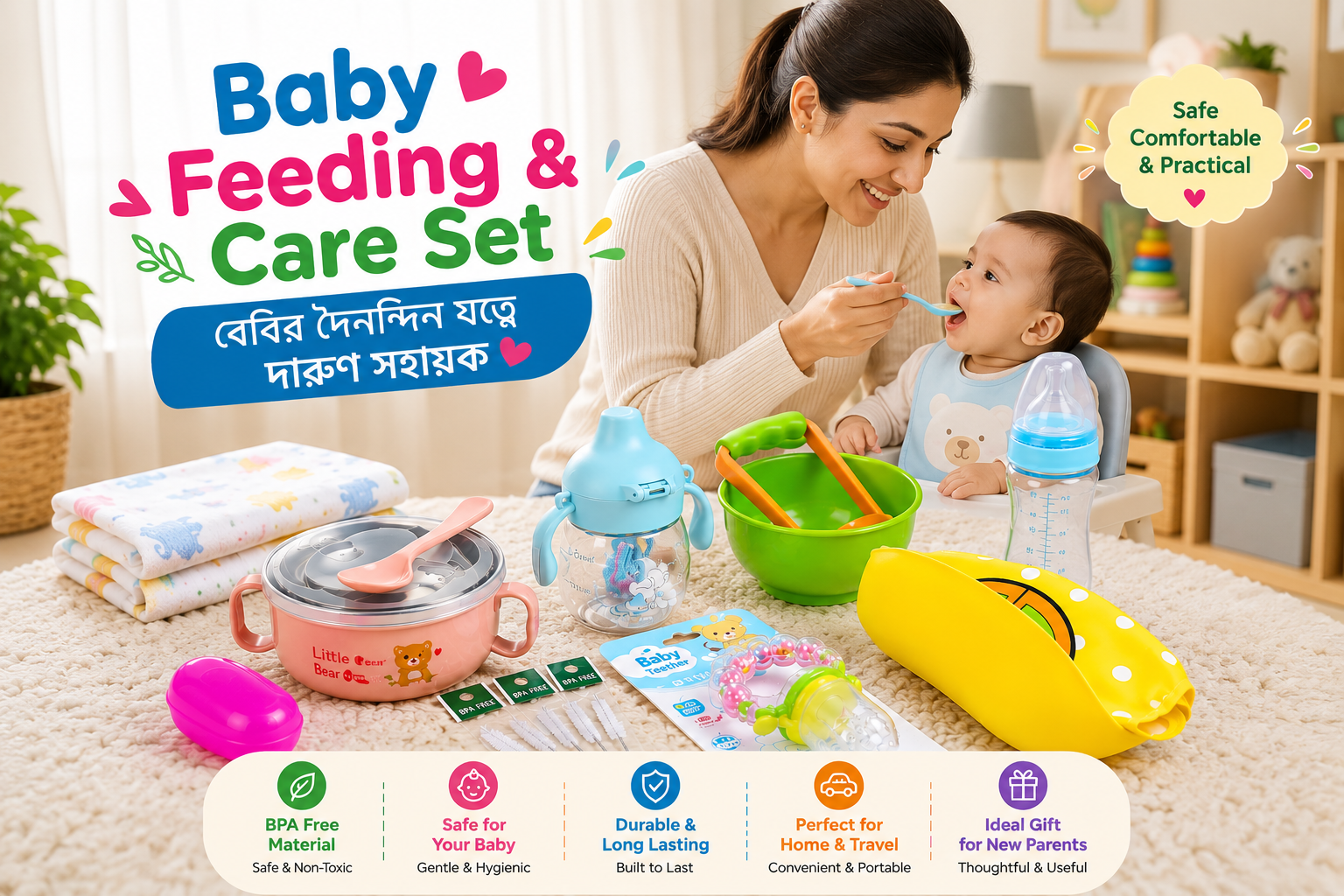 Baby Feeding & Care 8-Pcs Silicone Combo Set