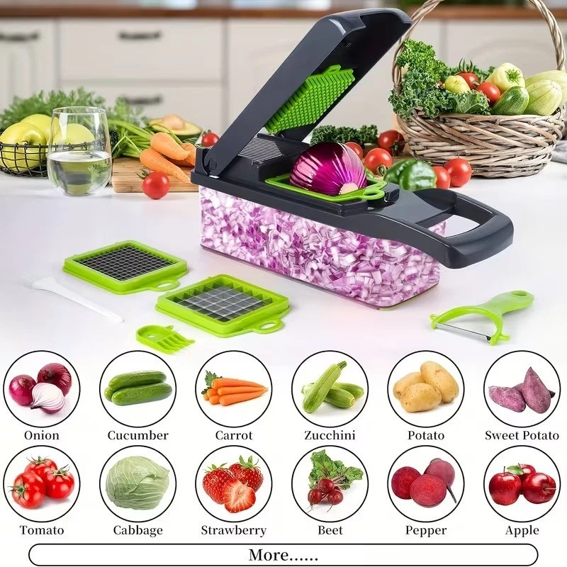 Multifunctional Food Chopper 16-in-1 Kitchen Vegetable Cutter 1 Set